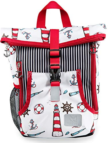 MIXIRL® Lässiger Rolltop Kindergartenrucksack für Jungen & Mädchen | 3-7 Jahre | hochwertiger Kinderrucksack mit Brustgurt | Flaschenfach - ideal für Wanderungen, KiTa & Kindergarten