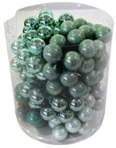 Hochwertige & Dekorative Glas Spiegelbeeren am Draht - Glänzend & Matt - Dekokugeln/Tischdeko/Christbaum/Weihnachten (Emerald Mix, Ø 2,5cm (144 Stück Sortiert))