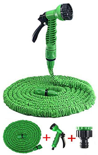 Signzworld 25ft - 200FT Expandable Garden Hose Pipe Spray Gun Watering Gun Plants Car Wash (25ft, Green)