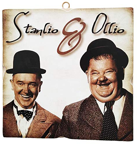 KUSTOM ART Bild im Vintage-Stil, Laurel und Hardy aus der Kollektion Druck auf Holz