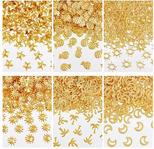 OLYCRAFT 1800pcs Harzfüller Mit Sommer Themen Harz Füllstoff Charm Legierung Epoxidharz Liefert Ananas Kokosnussbaum Füllzubehör Schleim Charms Nagelkunst Für Harz Schmuckherstellung -Gold