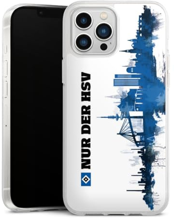 Silikon Hülle kompatibel mit Apple iPhone 13 Pro Max Case transparent Handyhülle HSV Offizielles Lizenzprodukt Bundesliga