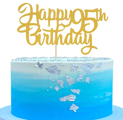 LeeLeeAn Kuchendekoration zum 95. Geburtstag – Gold Glitter Happy 95 Birthday Party Kuchen Dekoration Supplies, Neunety – Fünf Jahre alt Geburtstag Kuchendekoration 95. Geburtstag Kuchendekorationen