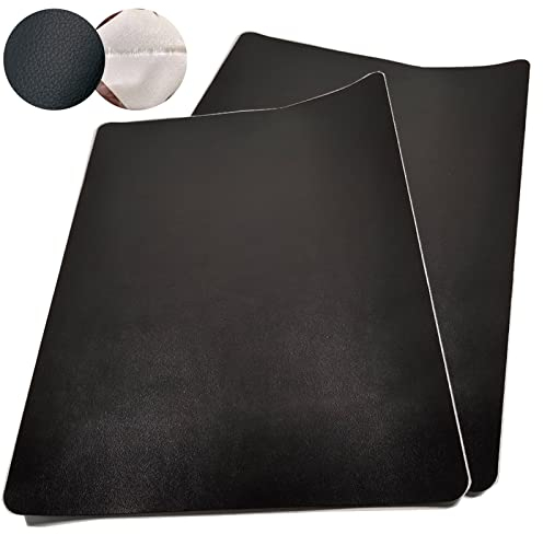 2 Pezzi Adesivo in Ecopelle, Rinnovamento Toppa Autoadesiva in Pelle, Pelle Autoadesiva, per Divani, Sedili Auto, Mobili (20 * 30 cm - Nero)