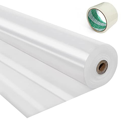 Doniks Film en plastique transparent pour serre de 6 mm d'épaisseur, bâche en polyéthylène résistant aux UV pendant 5 ans pour jardinage, agriculture, jardin - 7,1 x 7,6 m