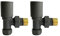 UKDD® Towel Rails Valve Radiators Suitable for Installation of Your Heated Designer Minimalist Central Heating System (Towel Rail Angled Anthracite Valves (Pair))