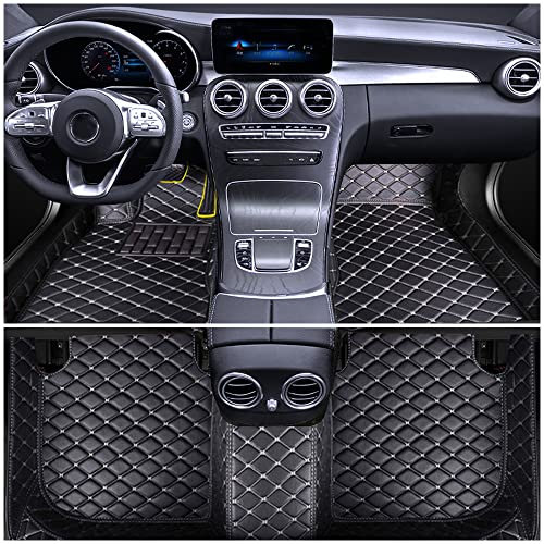 Auto Fußmatten für Benz C-Class W205 2016-2018 Allwetter Fussmatten Set Zubehör Fußmatte,Schwarz-Beige