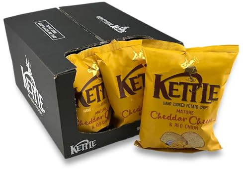 Kettle Chips Mature Cheddar Cheese & Red Onion, hand-frittierte Kessel-Chips, in unterschiedlichen Geschmacksrichtungen 10x 130 g