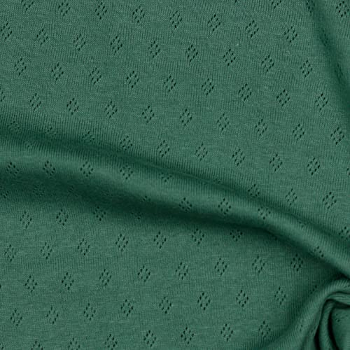VmG-Store Pointoille-Stoff Feinstrick-Jersey mit Lochmuster Baumwollstoff OEKO-TEX Feinstrick (030 I Dunkelgrün)