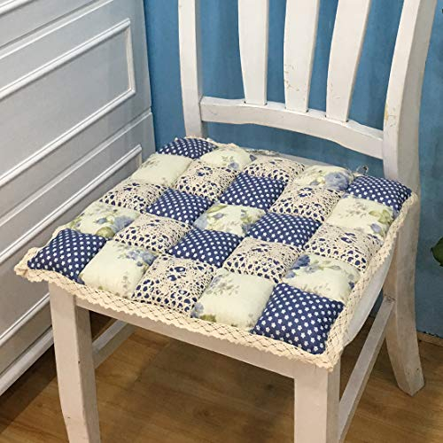 Guugoo Patchwork-Sessel-Pad mit Krawatten Kein Rutsch-Spitzen-Trimm-Stuhlkissen Bauernhaus Blumendruck Küche Esssitzkissen (611, 16 x16),Wohnzimmer Schlafzimmer