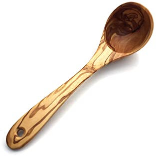Cazzuola da 25 cm, mestolo da zuppa, mestolo, paletta da sauna, mestolo per sauna, mestolo realizzato a mano in legno d'ulivo