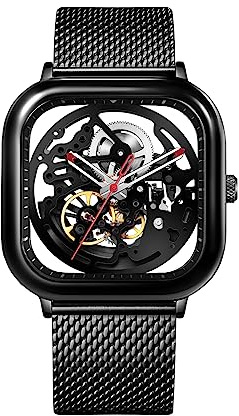CIGA Design C Series Fully Skeletonized Automatic Mechanical Watch | 2017 Red Dot Award and 2019 German Design Award Winner, Anti-shock System, Gift-Ready Packaging, Milanese Mesh Strap