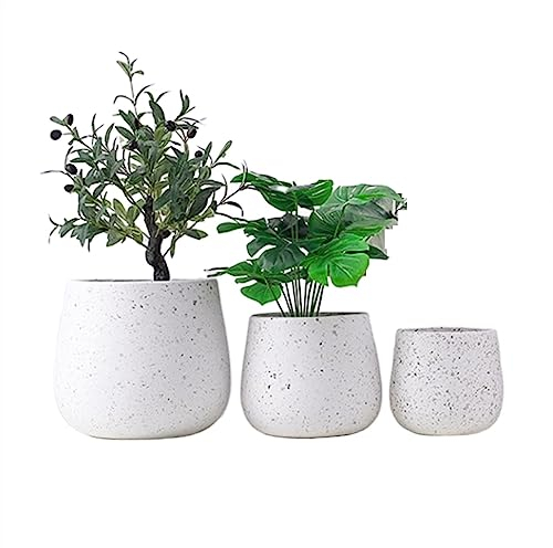 Blumentopf Große Blumentöpfe aus Zement, einfaches Punktmuster, ovale Blumentöpfe, Sukkulententöpfe, Grünpflanzen, Pflanzgefäße, Einzelset / kleine und große drei Sets Blumentopf aus Keramik ( Size :