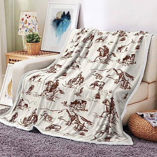 Western-Cowboy-Überwurfdecke, Wilder Westen, Cowboy, REIT, Pferd, Wüste, Kaktus, gemütlich, warm, Bett, Couch, Decke, Bauernhaus, Landhaus, amerikanisches West-Thema, Fleece-Flanell-Überwürfe zur