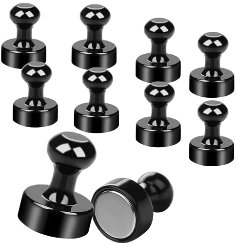 PuretéavHom 10 Stück Starke Magnete 12×16mm Schwarz Neodym Extra Stark Mit Aufbewahrungsbox für Magnettafel Whiteboard Pinnwand Kühlschrank Tafel