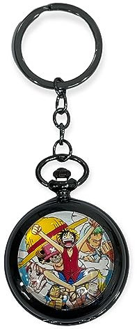 AUGEN Premium Taschenuhr Metall Schlüsselanhänger Affe D Luffy Retro Vintage zum Verschenken mit Schlüsselanhänger Anti-Rost (1 Stück)