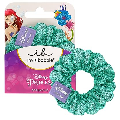 invisibobble KIDS Scrunchie Disney Ariel – Grün mit Glitzer, 1 Stück – Haarschmuck Mädchen, Haargummis Mädchen, Exklusiver Haargummi Scrunchie für Kinder