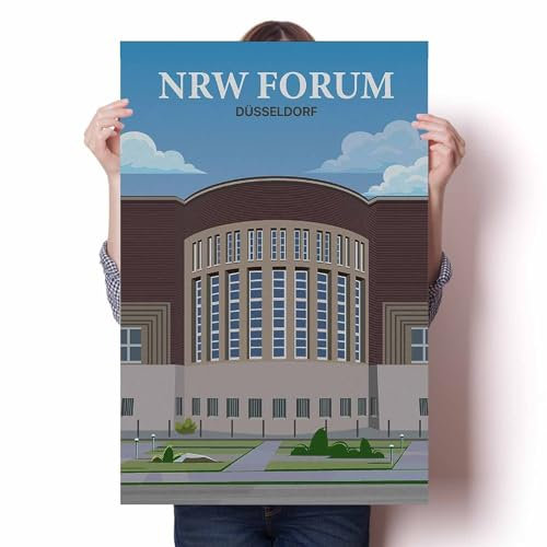 LIULAG Kunstdrucke 30x45cm Ungerahmt NRW Forum Düsseldorf Vintage Reiseplakat Leinwandbilder Vintage Nordisches Dekor Haus Büro