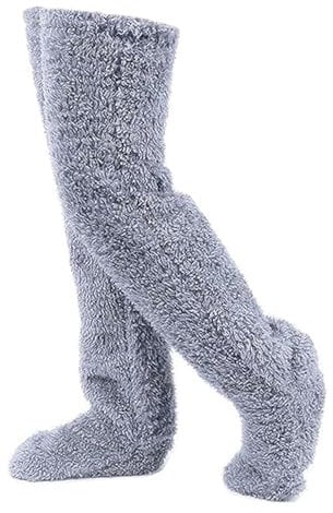 GROVL Cozy Thigh High Fuzzy Long Socks - Plush Slipper Stockings for Winter Home Sleeping
