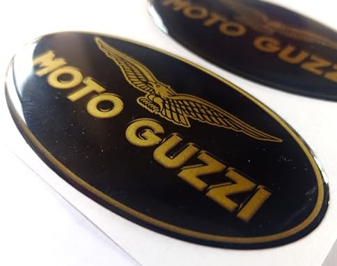 Logo Decal Moto GUZZI Paire d'autocollants en résine 3D gel effet 3D pour réservoir ou casque noir/or