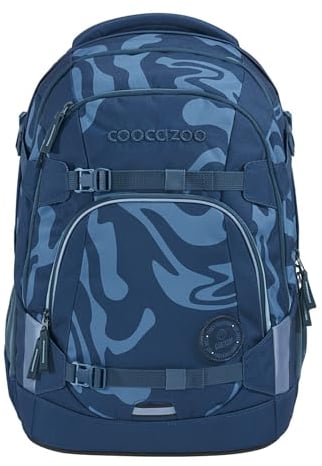coocazoo Schulrucksack Mate „Breaking Waves”, blau, ergonomischer & anpassbarer Tornister, höhen- & größenverstellbar, mit Brustgurt & Hüftgurt, ab der 3. Klasse