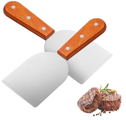 XIYEAM Lot de 2 spatules à crème glacée, grattoir incliné en acier inoxydable, grattoir plat et droit, grattoir polyvalent en métal pour la maison, la cuisine, la fabrication de crème glacée