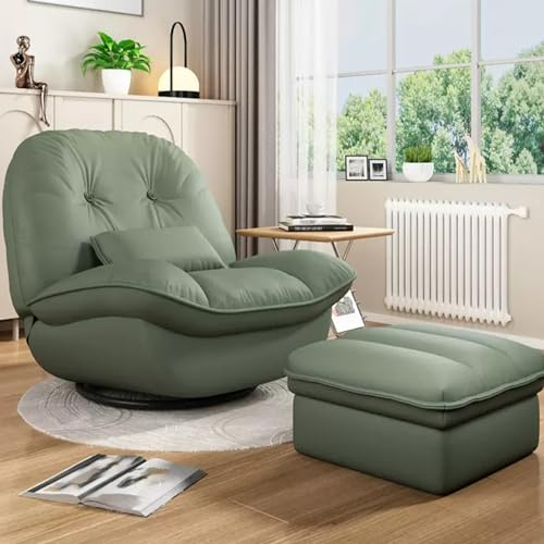 WHYATT Schaukelstuhl Mit Hocker, Schaukelstuhl für Den Innenbereich, Drehbarer Schaukelstuhl, Extra Breiter Schaukelstuhl, Relaxliege Wohnzimmer (Color : Green, Size : B)