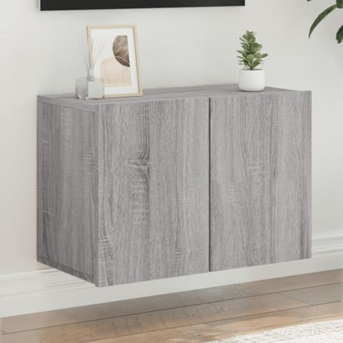 HETFTJN TV-Wandschrank, Fernsehschrank Holz Tv Eckschrank Sideboard Holz Beistelltisch Geeignet für Fernseher Kleine Räume Wohnzimmer Schlafzimmer Grau Sonoma 60x30x41 cm
