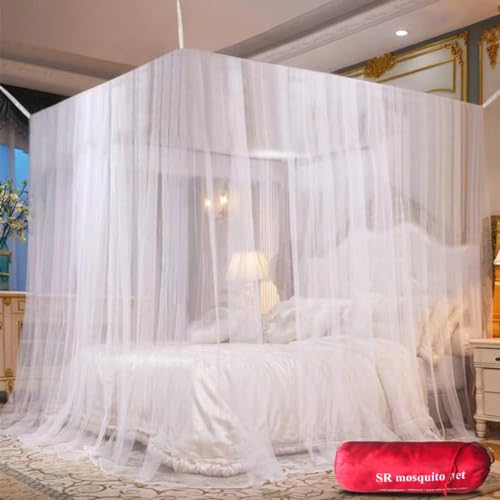 Forhome Moskitonetz für Doppelbett, großes quadratisches Moskitonetz, universal, 220 x 200 x 200 cm, quadratisch, mobil, für Einzel- und Doppelbetten, Pergolen, Terrassen, Camping, effizient gegen