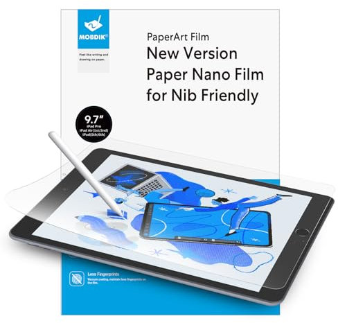 MOBDIK 2 Pack Paper Screen Protector for iPad Pro 9.7 & iPad Air 2/1, Crafted for Natural Writing, Anti Glare with Easy Installation Kit