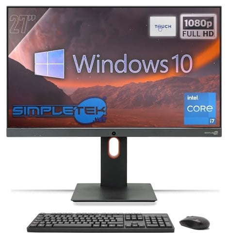 SIMPLETEK - All-in-One Computer Touch 27 FHD Core i7 3.8GHz | Windows 10 Pro 16GB RAM - SSD 240GB | Touchscreen PC Aio Webcam integriert