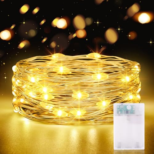 LED Lichterkette Batterie mit Timer, 3 meter 30 LED Lichterketten Innen Warmweiß Kupferdraht IP65 Wasserdichte Mini Lichterketten für Weihnachten Halloween Zimmer Garten KrüGe Hochzeit Dekoration