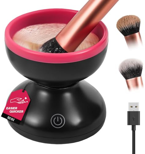 Make Up Brush Cleaner Machine, Strong Friction for Deep Cleaning Inside Makeup Brushes Bristles, Effectively Spin Cleaner Removes Built-Up Cosmetic Residue, Compact for Weekly Brush Care or Travel Use