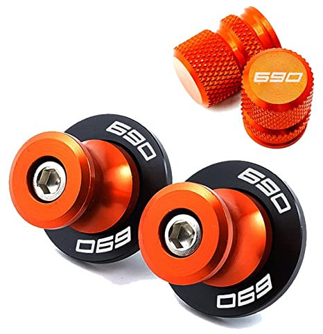 YIJIEBAO Misura for KTM 690 SMC Duke 690SMC SMC R 690duke 2009-2019 2020 2021 2022 Tappi valvola moto M10 Bobine forcellone Slider Stand Viti Rocker posteriore filettato(A Set-Orange)