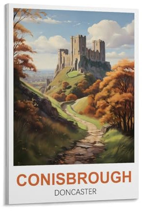Conisbrough Doncaster Vintage-Reiseposter, 50 x 75 cm, Leinwandkunst, Poster und Wandkunst, Bilddruck, moderne Familienschlafzimmer-Dekoration