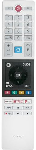 AULCMEET Remote Control,CT-8533 RC42150 CT 8533 New Replace Remote fit for Toshiba Smart LED HDTV TV 43L2863DB 43L3863DB 43U6863DB 43V6863DB 48L2863DB 49L2863DB 49L3863DB