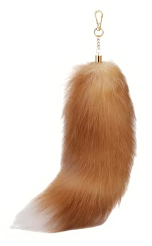 LIURFLNC Therian Tail, 40cm Fuchsschwanz, Fox Tail, Furry Tail, Natürliche Farben Fuchsschwanz Anhänger für Handtasche Rucksack Dekoration Cosplay
