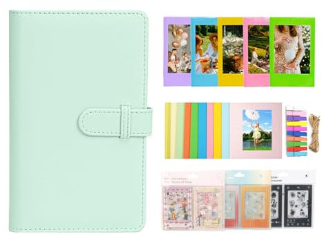 Aisnyho Instant Film Accessories Kit for Instax Mini LiPlay 12 11 9 8+ 8 evo 99 SE 40 90 70 50S 26 25 7S Camera,Include Album/Film Stickers/Mini Frames/Hanging Frame (Mint Green)