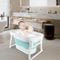 Baby Badewanne Faltbare Babybadewanne, Baby Bathtub Babywanne Wanne Faltbar mit Badewannenhocker, Rutschfeste Tragbare Reisedusche Badebecken Duschwanne für Neugeborene (Blau, 72 * 51 * 42cm)