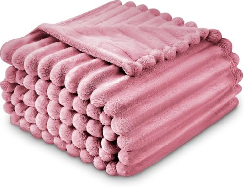 GC GAVNO CAVAILIA Fleece Throw Blanket | Soft Fluffy Throws For Sofas, Bed, Settee, Couch | Extra Warm Large Blanket Throw | Easycare, Anti Allergic | Double 150x200 Cm | Blush Pink