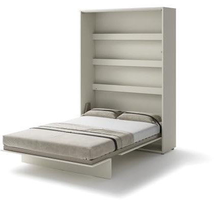 Friderik Bed Concept BC-01 Wandklappbett Vertikal Schrankbett mit Matratze, 140x200 cm (Kaschmirfarbe)