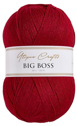 Utopia Crafts Big Boss 400g Knitting & Crochet Yarn 1200m (Dark Crimson Red)