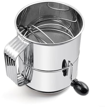 Fauhapyway 8 Flour Sifter Stainless Steel with Rotating Hand Crank Cup Manual Sieve Strainer for Baking Cake Making Kitchen Tools