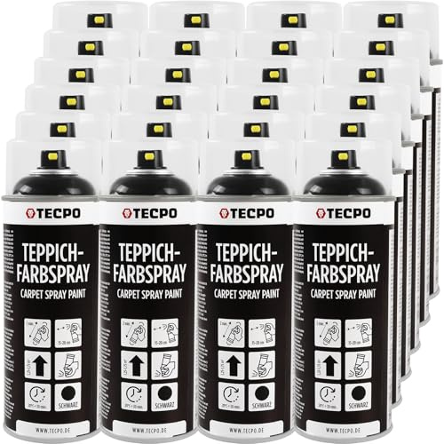 TECPO Lot de 24 sprays de peinture pour tapis de voiture, 400 ml, peinture textile, noir, pour tapis de voiture, ciel de toit, tissu, caoutchouc, plastique, intérieur