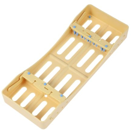 CALLARON Sterilisationsbox aus Abs Kunststoff für 5 Instrumente Faltbares Sterilisationsgestell Gelbe Aufbewahrungsbox für Zahnpflege und Kleine Werkzeuge Reinigungstablett für Mundpflege