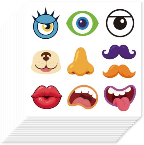 Hobbspring 200Pcs Make a Face Stickers Cartoon Eye Nose Mouth Beard Stickers for Crafts, Classroom Activities, DIY Art Projects, Educational Goods and Creative Playtime Fun