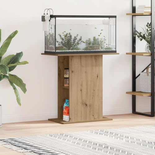 Mokuyary Support d'aquarium Artisan Oak 36 x 75 x 72,5 cm - En matériau dérivé du bois - Meuble bas avec étagères - Étagère d'aquarium pour salon, maison, bureau