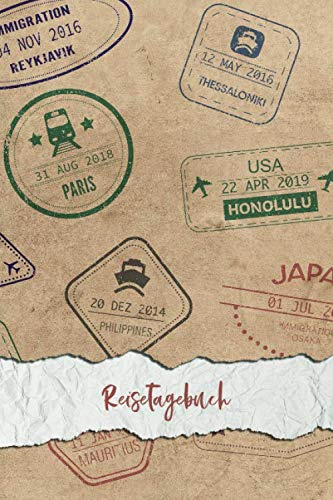 Reisetagebuch: Liniert | Für alle Länder | ca. DIN A 5, 108 Seiten, Softcover | Tolles Abschiedsgeschenk für die Weltreise, Auslandsjahr, ... | Im Reisepass-Stil und Vintage-Look
