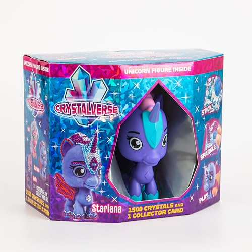 Crystalverse Kit clásico Starlana - Juguete de Pintura de Diamantes para niños - Incluye más de 1500 Cristales - Ideal para fanáticos de los Unicornios - Juguete imaginativo y Creativo para niños de