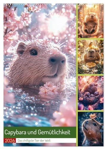 Capybara und Gemütlichkeit (Wandkalender 2026 DIN A2 hoch), CALVENDO Monatskalender: Capybara-Zeit ist der Zustand ultimativer Entschleunigung. Die ... die Gemütlichkeit gepachtet. (CALVENDO Tiere)